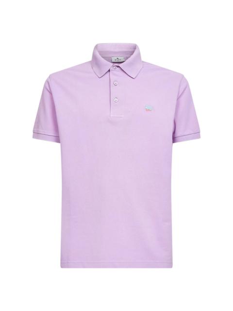 Etro Etro Men Lilac Cotton Pique Polo Shirt With Pegaso Embroidery