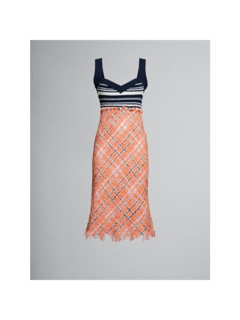 Marni Marni Women'S Navy Orange Plaid Knit Dress