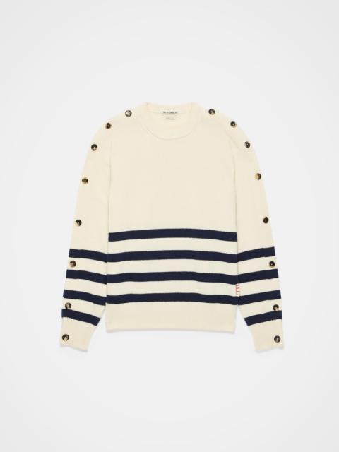 JW Anderson BUTTONED SLEEVE BRETON JUMPER IN IVORY