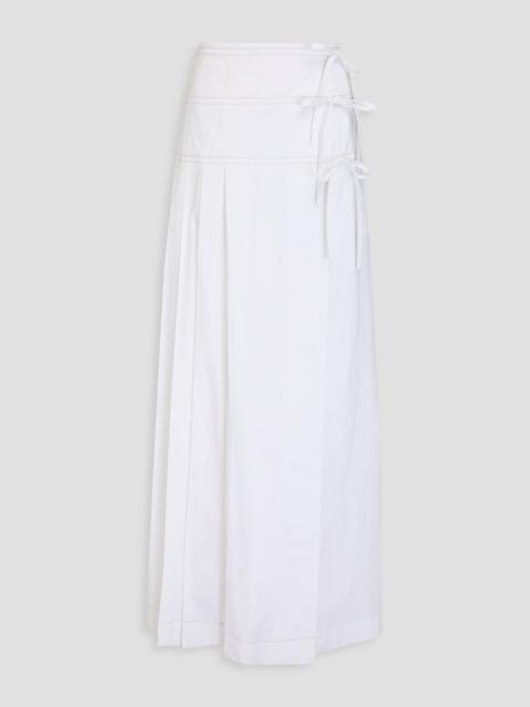 Other Designers Pleated cotton-blend poplin maxi wrap skirt