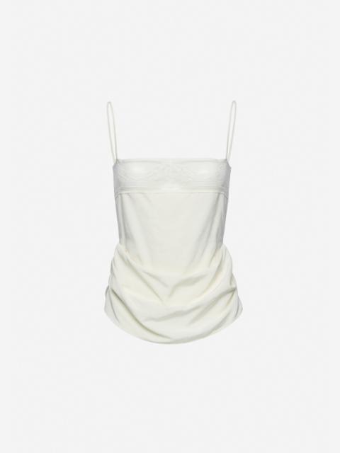 MAGDA BUTRYM Draped silk lace-trim top in cream