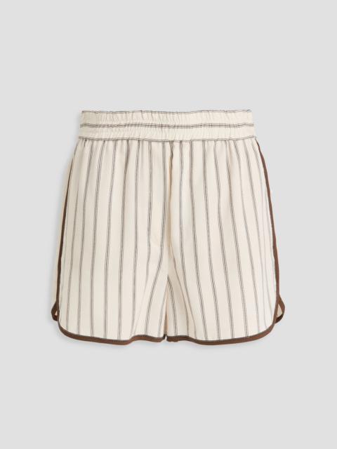 Brunello Cucinelli Bead-embellished striped twill shorts