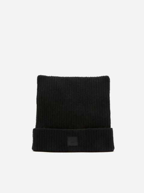 Acne Studios Face logo square beanie - Yak - Black