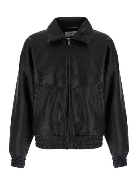 SAINT LAURENT Saint Laurent Men Black Jacket With Classic Collar And Zip Closure On The Front In Leather For Men