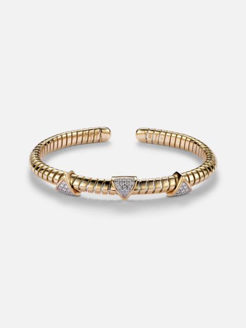 Marina B Trisolina 3 Station 18kt gold cuff bracelet with diamonds