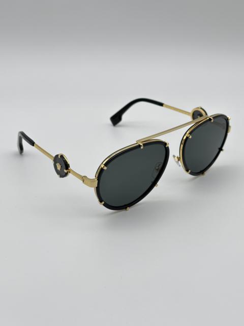 VERSACE BRAND NEW VERSACE VE2232 143887 Black Gold Unisex Sunglasses