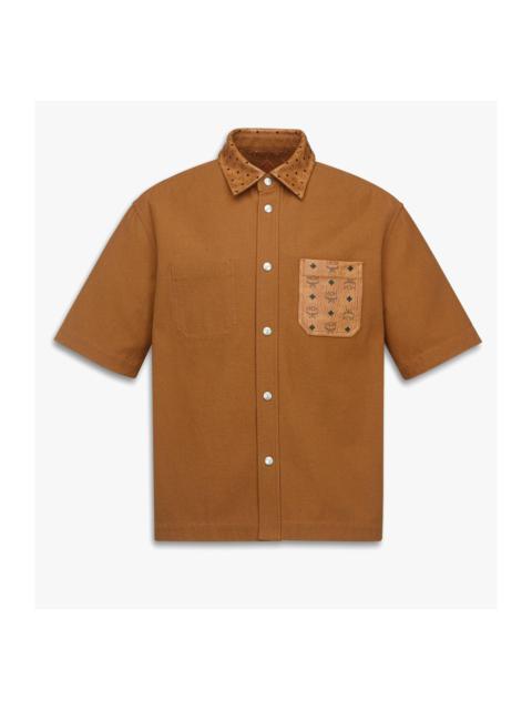 MCM MCM Shirt in Cotton and Monogram Print Leather in Cognac at Nordstrom