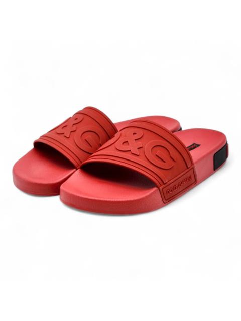 Dolce & Gabbana Logo Saint Barth Rubber Pool Slides Red EU 39 US 9 NWB $320
