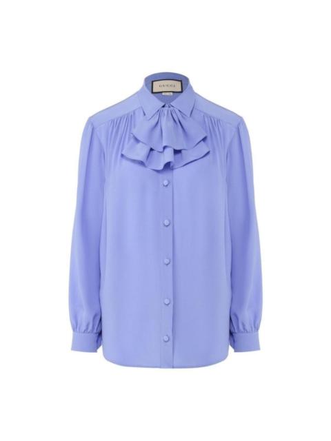 GUCCI Ruffle-neck Silk Blouse