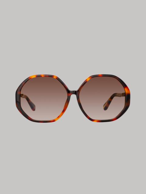 LINDA FARROW PALOMA HEXAGON SUNGLASSES IN TORTOISESHELL