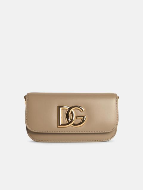 '3.5' LEATHER 'TAUPE' CROSSBODY BAG