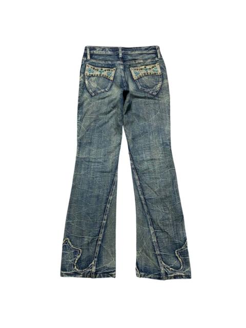 Other Designers Tornado Mart - Semantic Design Tribal Denim Flare Jeans Gemstone Pocket