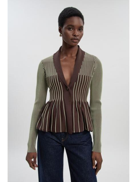 KAREN MILLEN Contrast Stripe Peplum Knitted Jacket