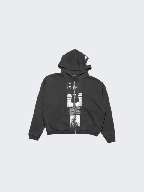 Artist Defends Baggy Assemblage Zip Hoodie Faded Black