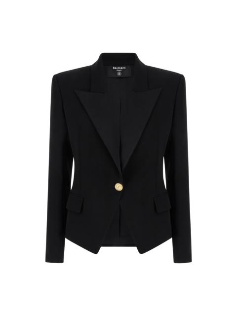 1 Btn Crepe Jacket With Satin Lapel