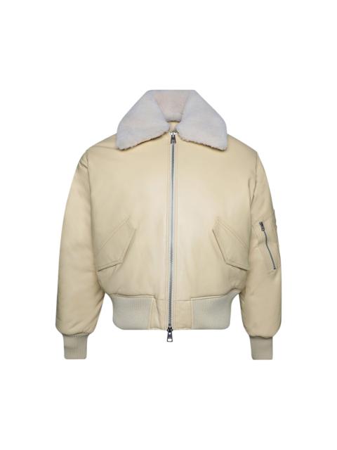 AMI Paris Ami Leather Bomber Jacket 'Vanilla Cream'