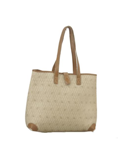 DIOR Honeycomb Canvas Tote Bag Leather Beige Gold
