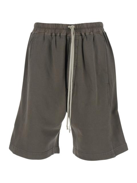 Rick Owens DRKSHDW Drkshdw Men Grey Shorts With Elasticated Waist And Side Buttons In Cotton Man