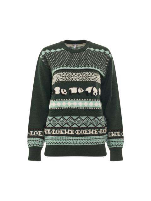 Loewe Suna Fujita Panda Knit Sweater in Dark Green/Multicolour