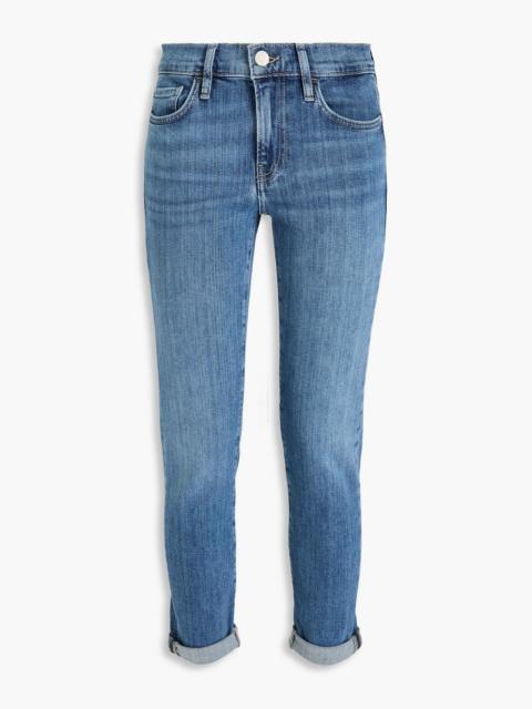 FRAME Cropped faded boyfriend jeans