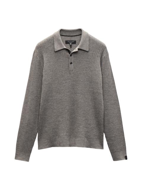 rag & bone rag & bone Crawford Long Sleeve Wool & Cashmere Sweater Polo in Brown at Nordstrom