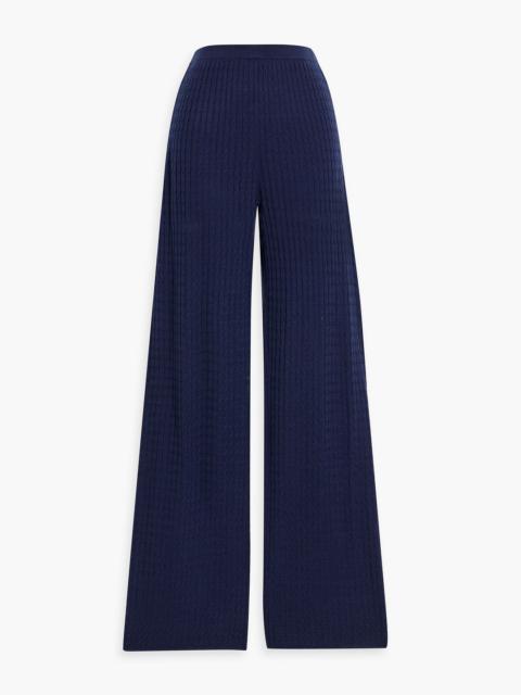 Other Designers Cable-knit merino wool and silk blend wide-leg pants