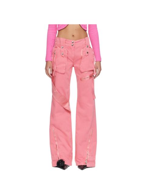 Blumarine Pink Garment-Dyed Denim Cargo Pants