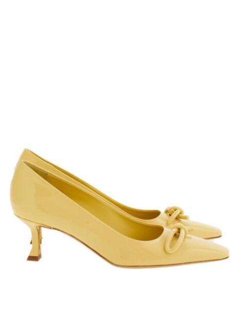 FERRAGAMO Ferragamo Annie Kitten Heel Pump With Asymmetric Bow, Size 7 C