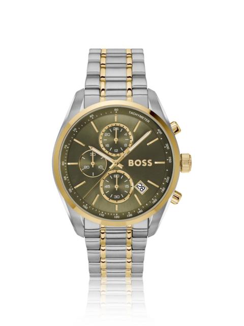 BOSS TWO-TONE CHRONOGRAPH WATCH WITH OLIVE DIAL