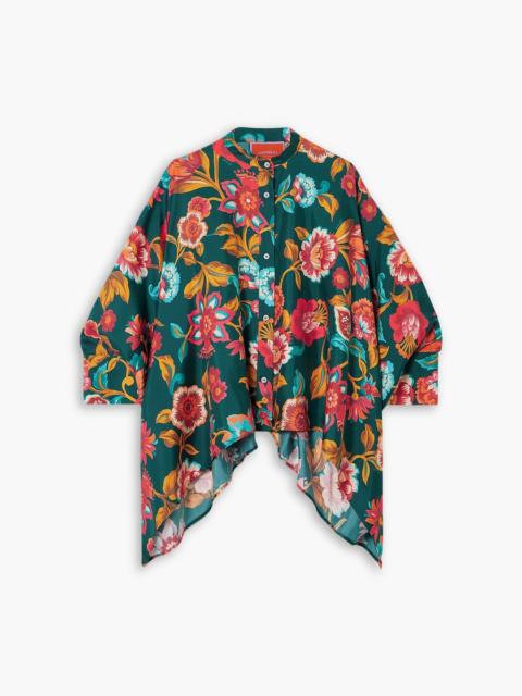 Other Designers Foulard asymmetric floral-print silk-twill shirt
