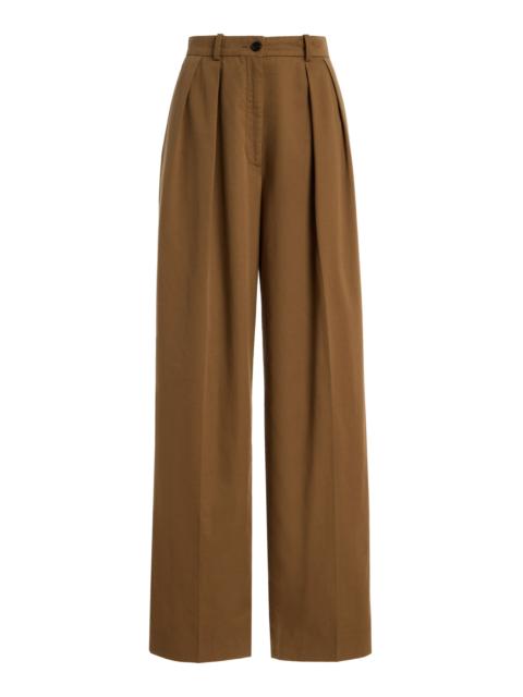 The Row Igor Cotton-Blend Straight-Leg Pant tan