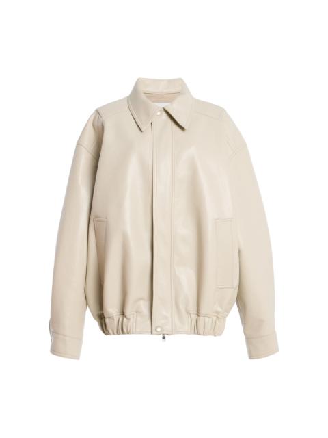 AGOLDE Aston Leather Bomber Jacket ivory