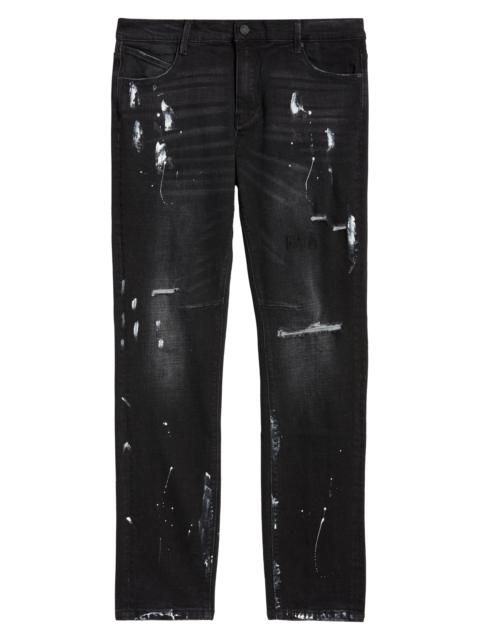 RTA RtA Clayton Paint Splatter Ripped Skinny Jeans in Distressed Charcoal Paint at Nordstrom