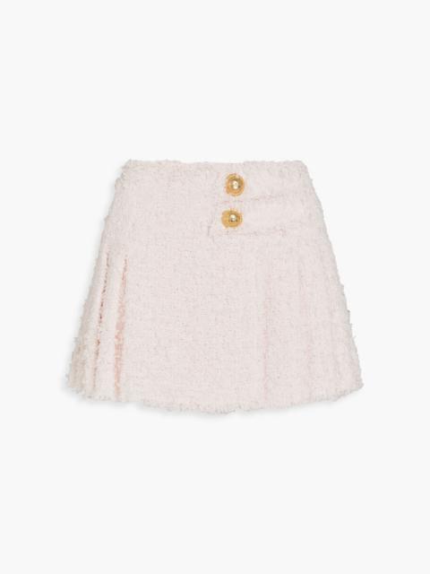 Balmain Pleated bouclé-tweed mini skirt
