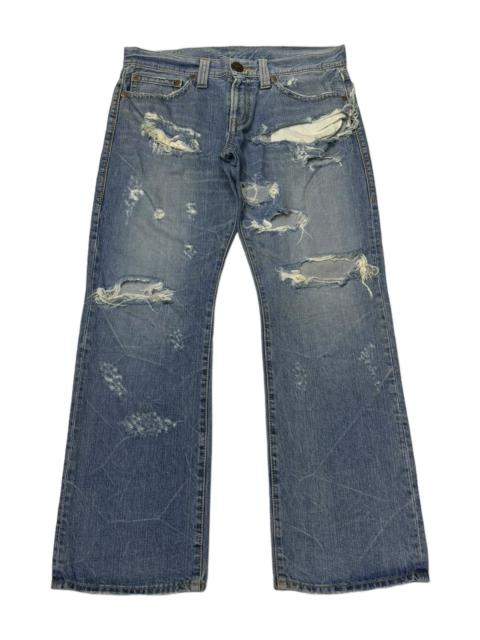 Other Designers Archival Clothing - VINTAGE CO&LU THRASHED DISTRESS RIPS BAGGY FLARE JEANS