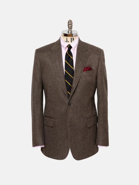 J. PRESS MADE-IN-CANADA TAN HERRINGBONE PURE CASHMERE SPORT COAT