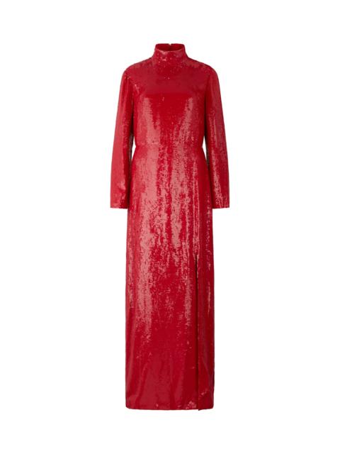 Valentino Elegant Long Red Dress With Long Sleeves