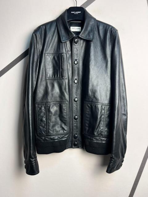 SAINT LAURENT Saint Laurent SLP Authentic 2020 Spring/Summer Three-Pocket Leather Jacket with Buttons