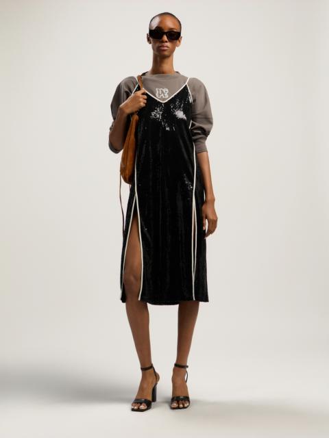 Palm Angels Curved Logo Sequin Slip Dress