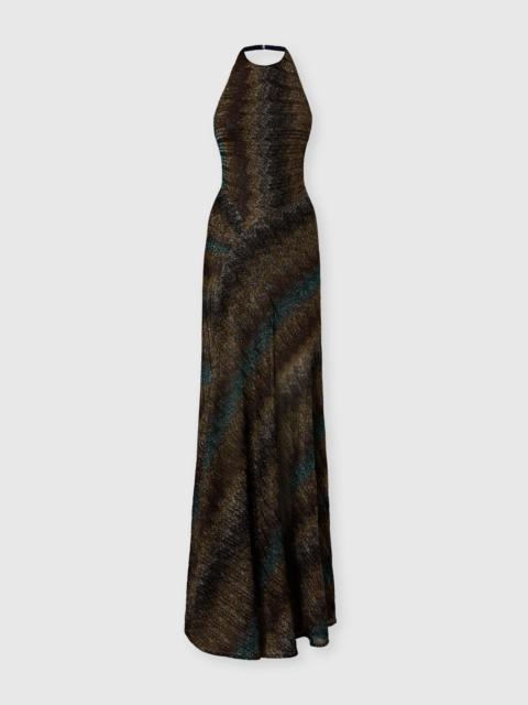 Missoni Snake-Pattern Viscose Lamé Gown with Halter Neck
