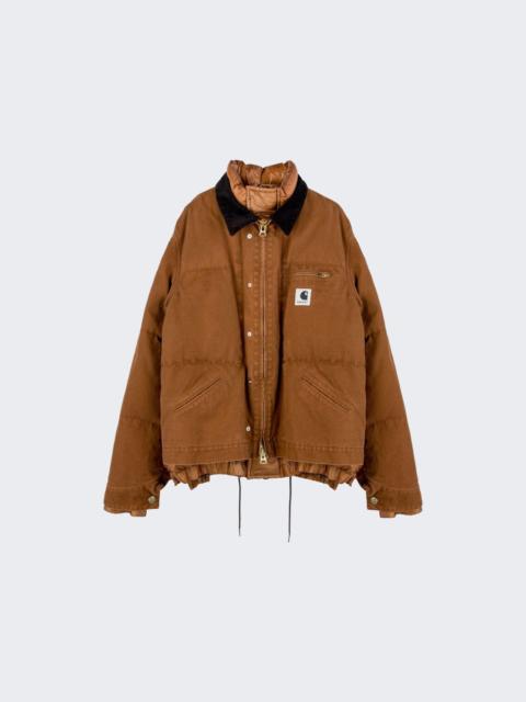 sacai X Carhartt Wip Duck Puffer Jacket Dark Beige