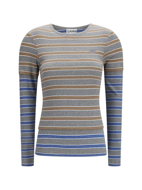 GANNI Ganni Women Soft Cotton Rib Long Sleeve Double Layer