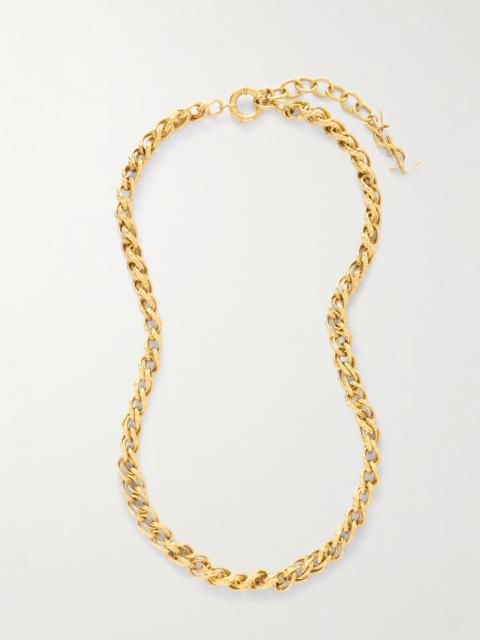 SAINT LAURENT Hammered Gold-tone Necklace