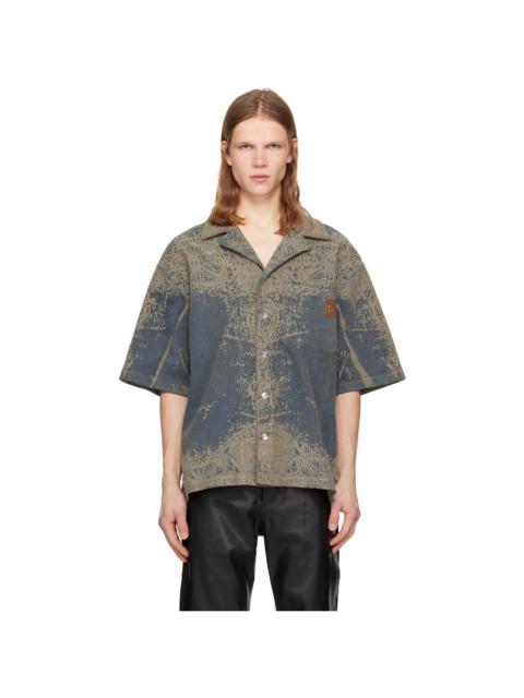 AMIRI Blue Faded Bandana Denim Shirt