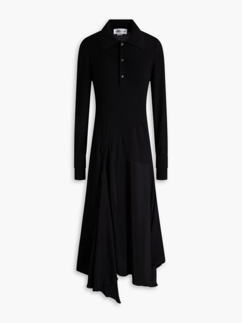 Victoria Beckham Crepe-paneled wool midi shirt dress
