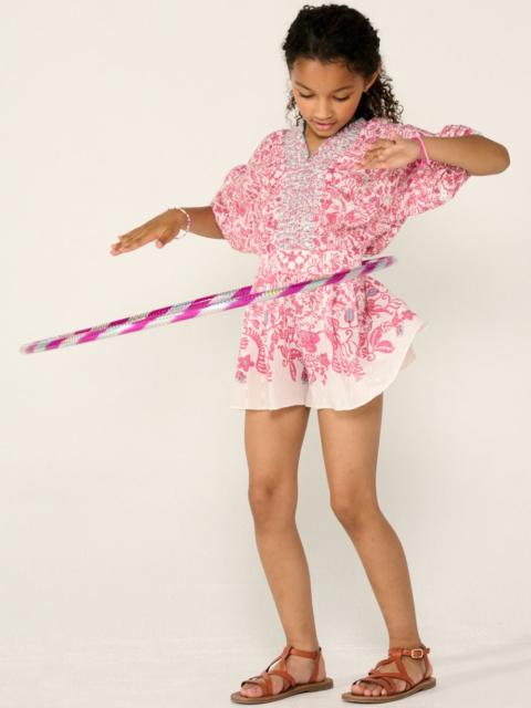 Poupette St Barth Short Jumpsuit Chantal for girls - Pink Tiare
