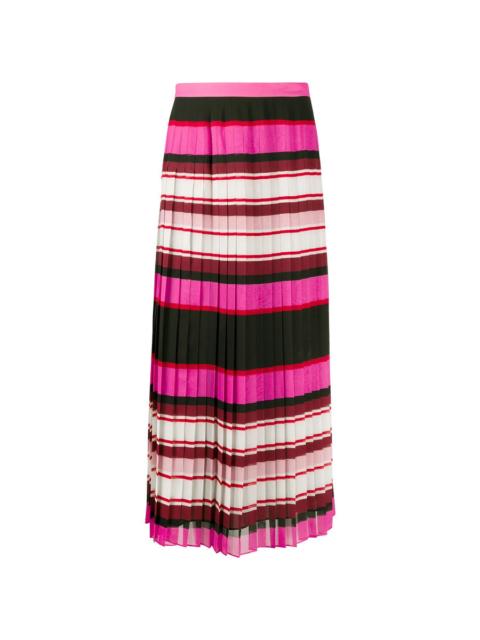 Valentino Valentino Garavani Striped Pleated Silk Skirt