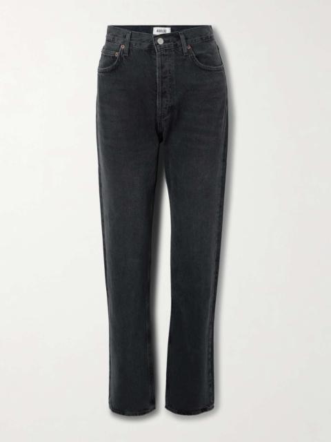 '90s Pinch Waist Long high-rise straight-leg jeans Black