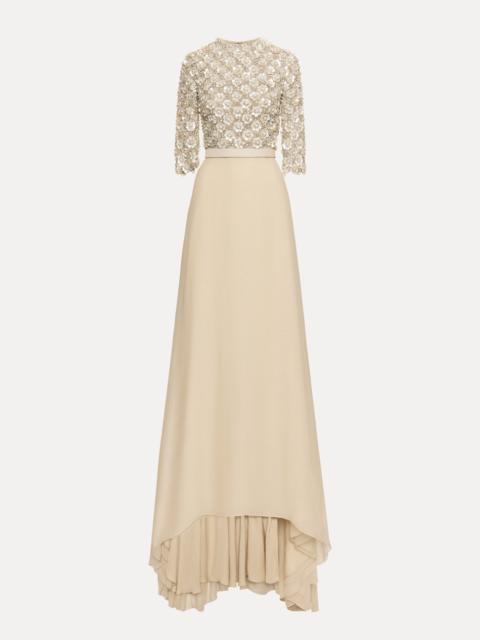 Oscar de la Renta MOTHER OF PEARL EMBROIDERED GOWN