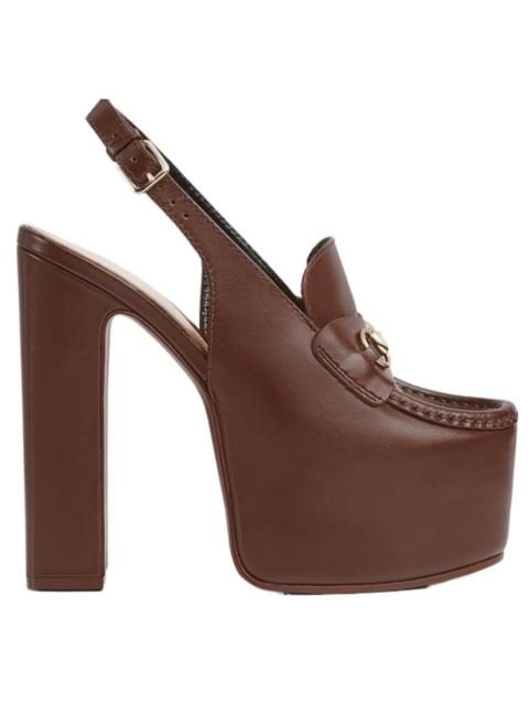 GUCCI Horsebit Slingback Leather Platform Loafers